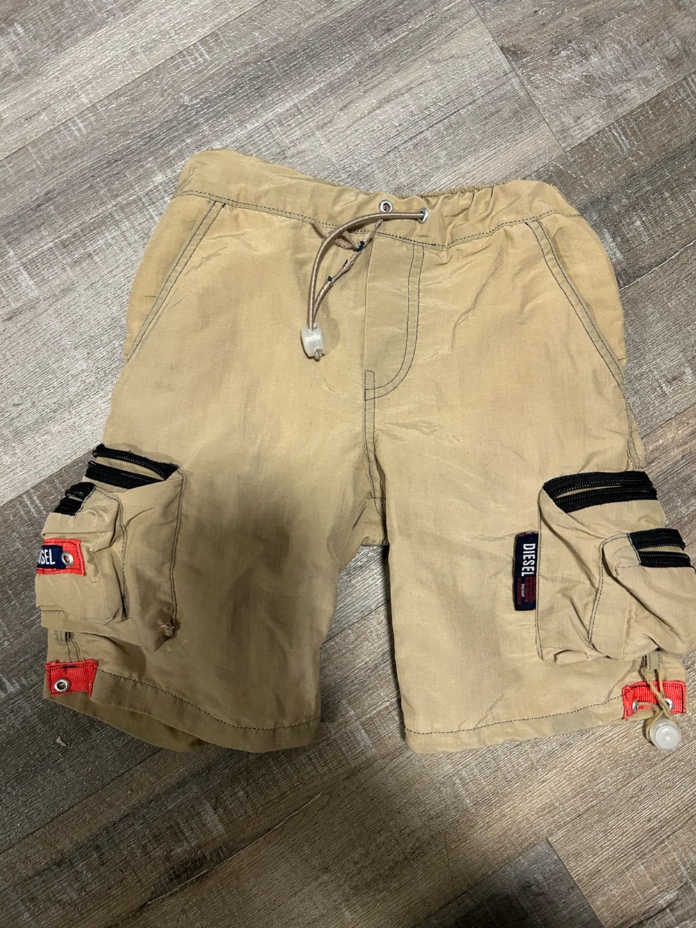 Diesel Beige Cargo Shorts with Black and Red Label